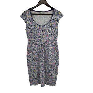 Boden 6R Margot Floral Paisley Scoop Neck Jersey Dress Pockets Soft